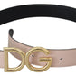 Dolce & Gabbana Elegant Beige Leather Belt with Metal Logo Buckle