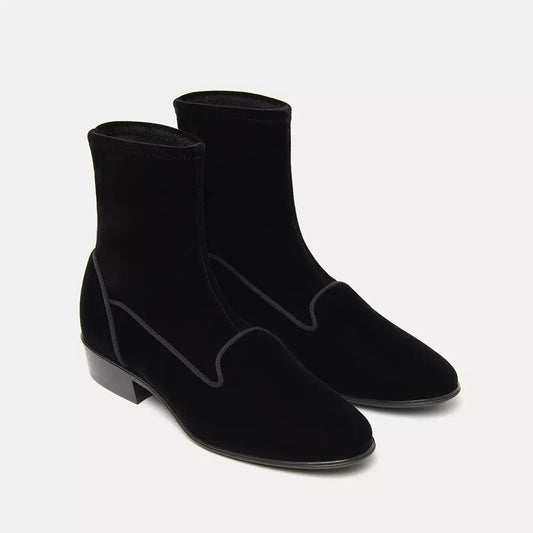 Charles Philip Sleek Suede Ankle Boots in Elegant Black