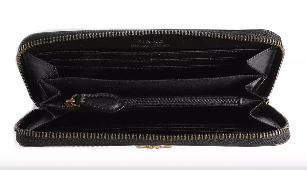 PINKO Elegant Black Leather Zip Wallet