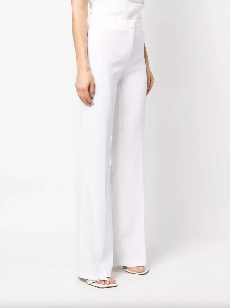 PINKO Elegant White Split-Hem Stretchy Trousers