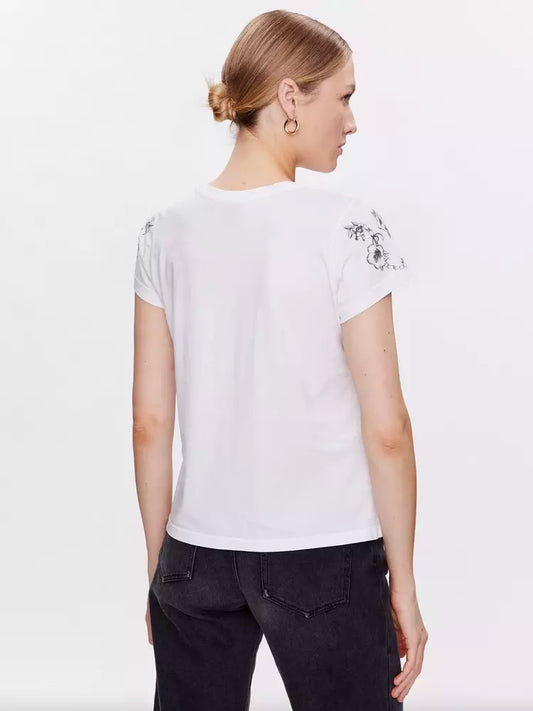 PINKO Elegant White Cotton Tee with Iconic Emblem