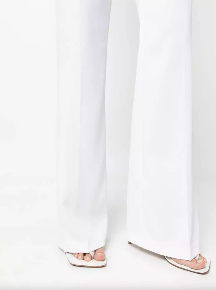 PINKO Elegant White Split-Hem Stretchy Trousers