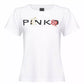 PINKO Chic White Cotton Tee with Signature Front Design