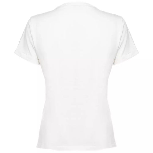 PINKO Chic White Cotton Tee with Signature Design