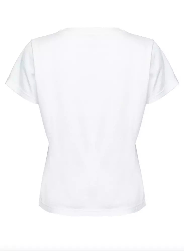 PINKO Chic White Cotton Tee with Signature Front Design