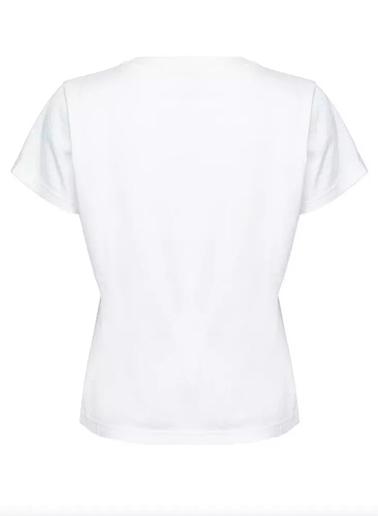 PINKO Chic White Cotton Tee with Signature Front Design