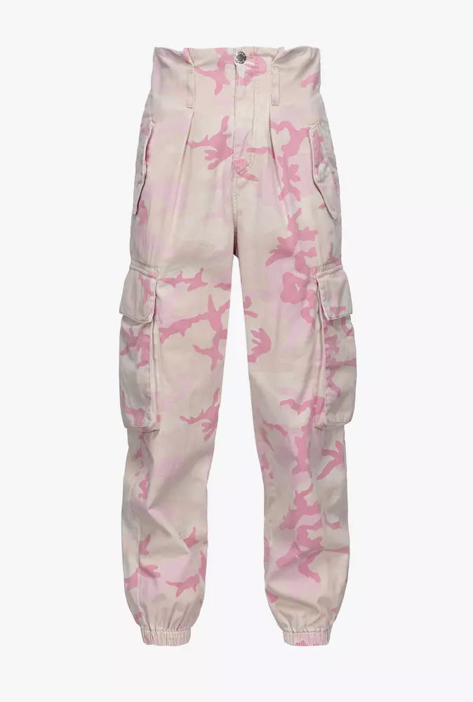 PINKO Chic Camouflage High-Waist Cargo Pants