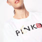 PINKO Chic White Cotton Tee with Signature Front Design