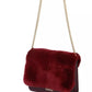 Baldinini Trend Chic Calfskin Crossbody with Eco-Fur & Chain Strap