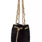 Elisabetta Franchi Chic Velvet Mini Bucket Bag with Gourmette Chain