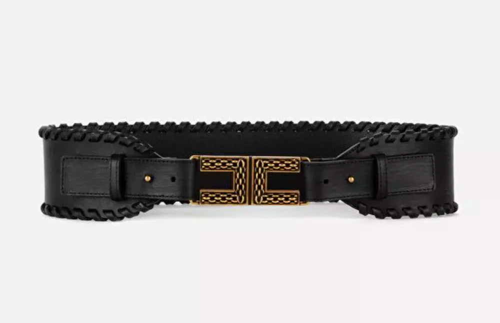 Elisabetta Franchi Elegant Braided Leather Belt with Brass Hardware