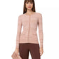 Elisabetta Franchi Chic Ribbed Crew-Neck Cardigan with Golden Accents