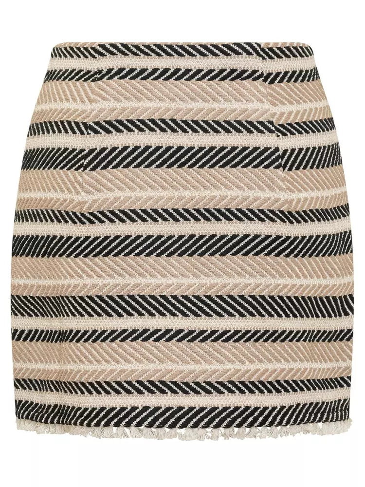 Elisabetta Franchi Chic Herringbone Miniskirt with Tufted Hem