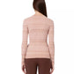 Elisabetta Franchi Chic Ribbed Crew-Neck Cardigan with Golden Accents