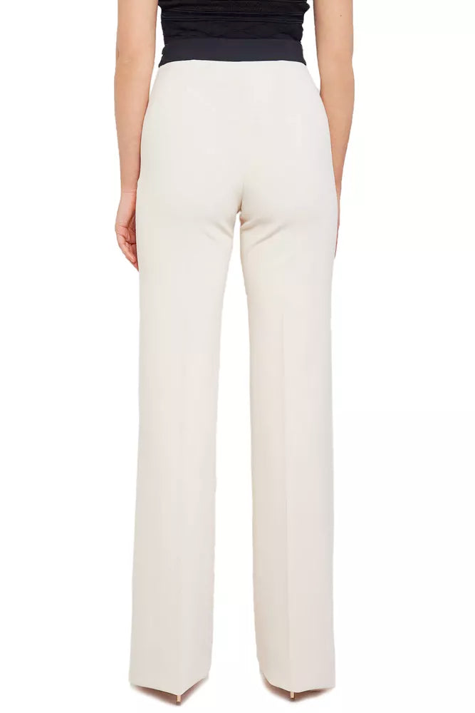 Elisabetta Franchi Elegant Palazzo Trousers with Contrasting Waistband