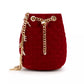 Elisabetta Franchi Chic Quilted Velvet Mini Bucket Bag