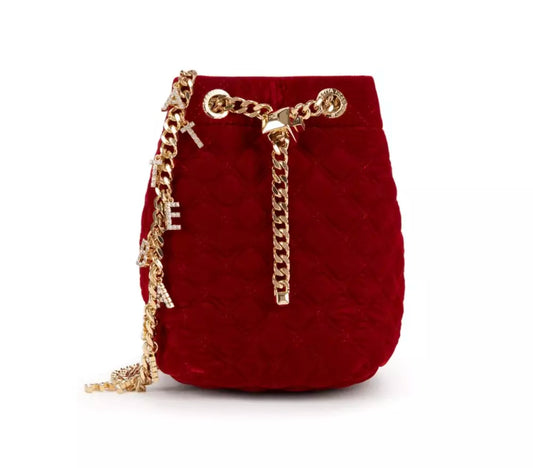 Elisabetta Franchi Chic Quilted Velvet Mini Bucket Bag