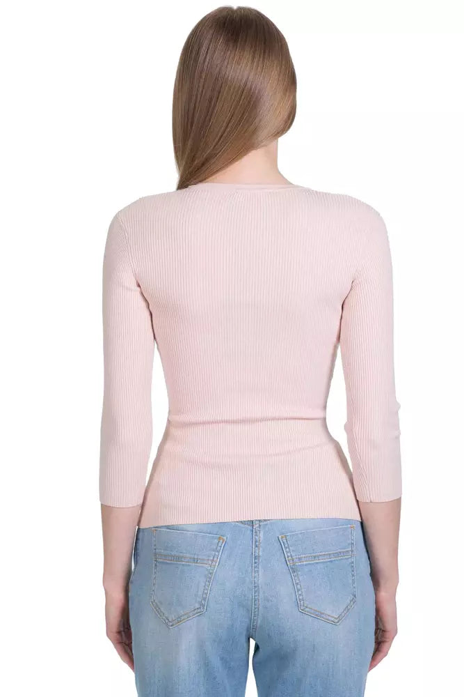 Elisabetta Franchi Chic Pink Lyocell Sweater for Elegant Evenings