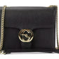 Gucci Elegant Black Leather Shoulder Bag with Silver Charm