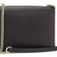 Gucci Elegant Black Leather Shoulder Bag with Silver Charm