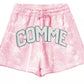 Comme Des Fuckdown Abstract Pink Cotton Shorts with Drawstring