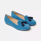 Charles Philip Elegant Light Blue Suede Tassel Moccasins