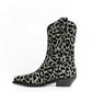 Dolce & Gabbana Elegant Black Leopard Texan Boots with Silver Accents