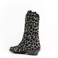 Dolce & Gabbana Elegant Black Leopard Texan Boots with Silver Accents