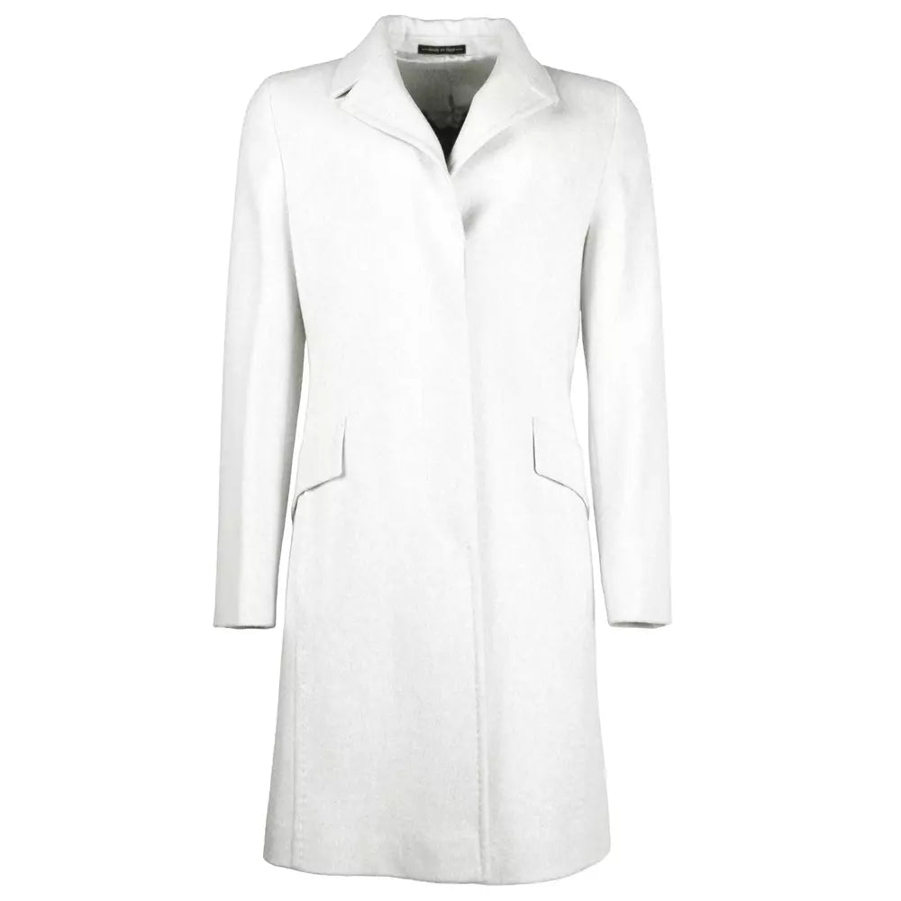 Made in Italy Elegant Virgin Wool White Coat