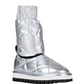 Dolce & Gabbana Chic Silver-Tone Ankle Boots with Logo Applique