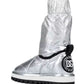 Dolce & Gabbana Chic Silver-Tone Ankle Boots with Logo Applique