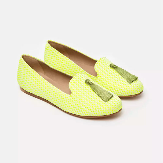 Charles Philip Elegant Yellow Silk Alba Loafers