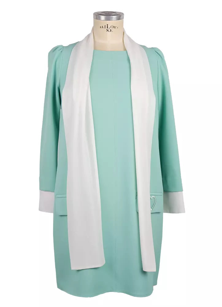 Elisabetta Franchi Elegant Long-Sleeve Dress with Heart Accents