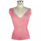 Elisabetta Franchi Peony Pink V-Neck Tank Top with Logo Accent