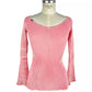 Elisabetta Franchi Peony Pink Long-Sleeved Ribbed V-Neck Sweater