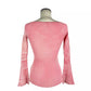 Elisabetta Franchi Peony Pink Long-Sleeved Ribbed V-Neck Sweater