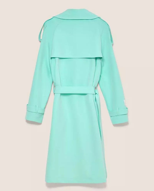 Hinnominate Elegant Light Blue Double-Breasted Trench Coat