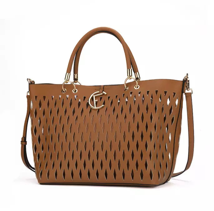 CRISTINAEFFE Elegant Faux Leather Weave Handbag