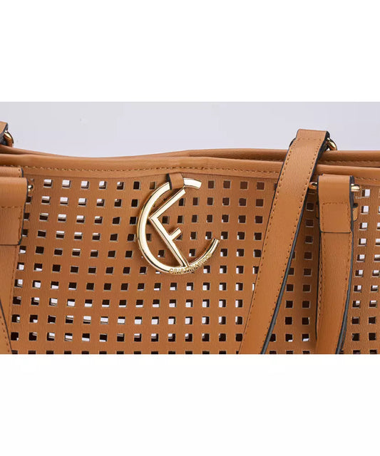 CRISTINAEFFE Chic Faux Leather Woven Tote with Clutch