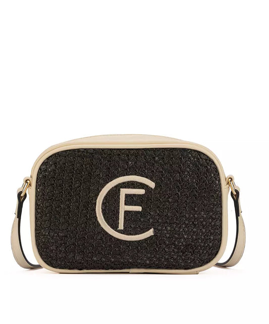 CRISTINAEFFE Elegant Black Canvas Shoulder Bag with Chic Accents