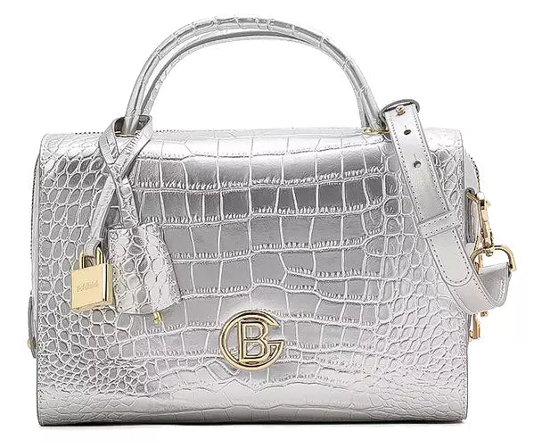 Baldinini Trend Elegant Silver Python Bowling Bag