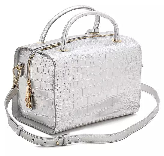 Baldinini Trend Elegant Silver Python Bowling Bag