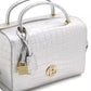 Baldinini Trend Elegant Silver Python Bowling Bag