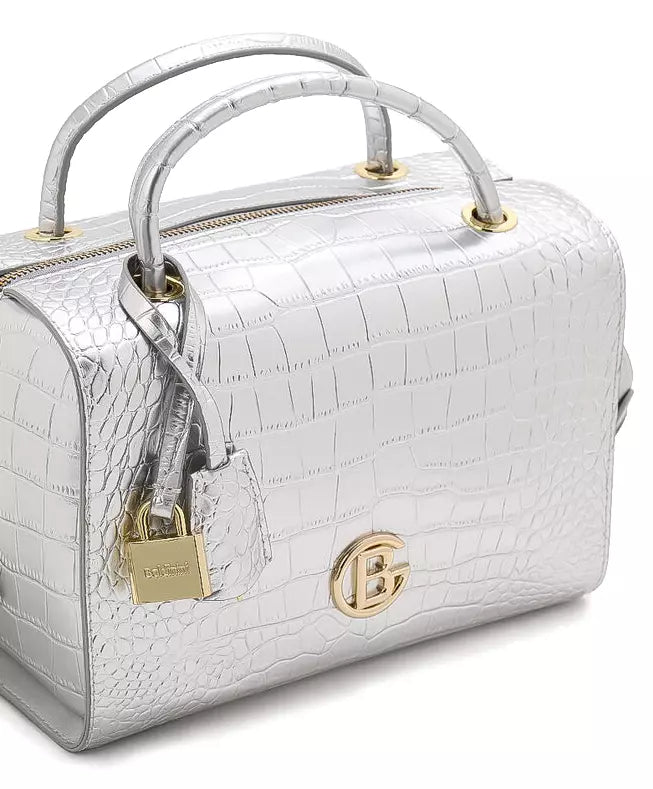 Baldinini Trend Elegant Silver Python Bowling Bag