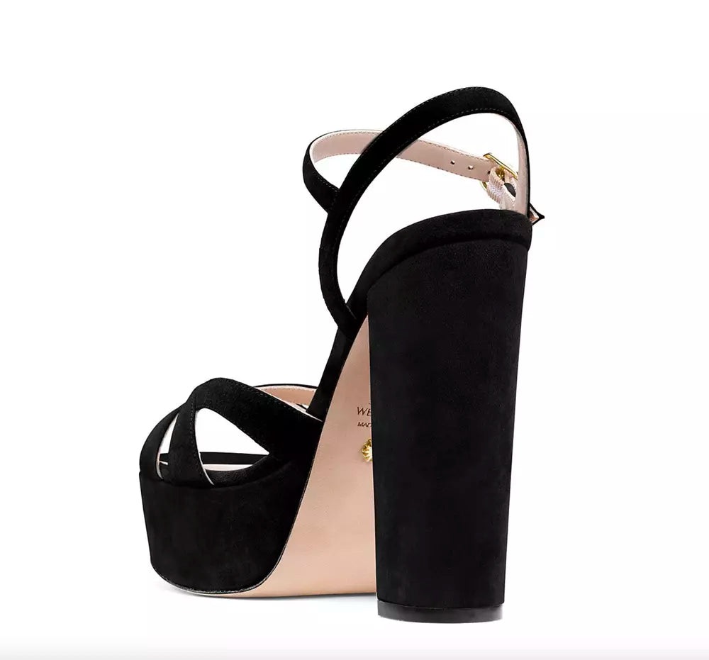 Stuart Weitzman Curved Vamp Cutout Suede Platforms