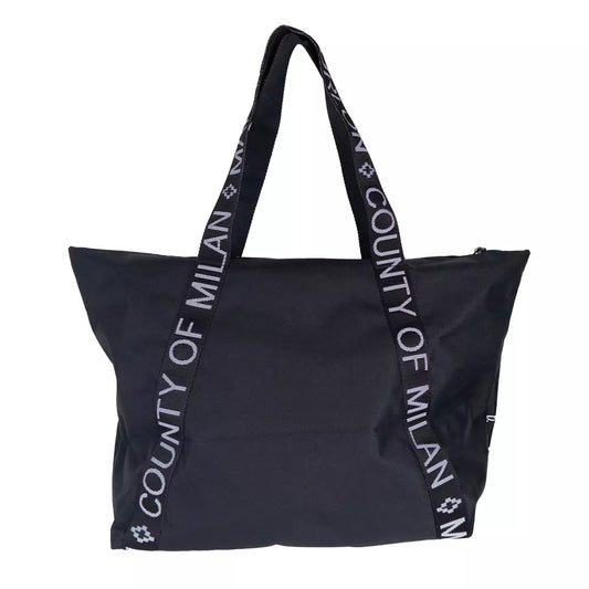 Marcelo Burlon Iconic Black Shopper with Signature Design