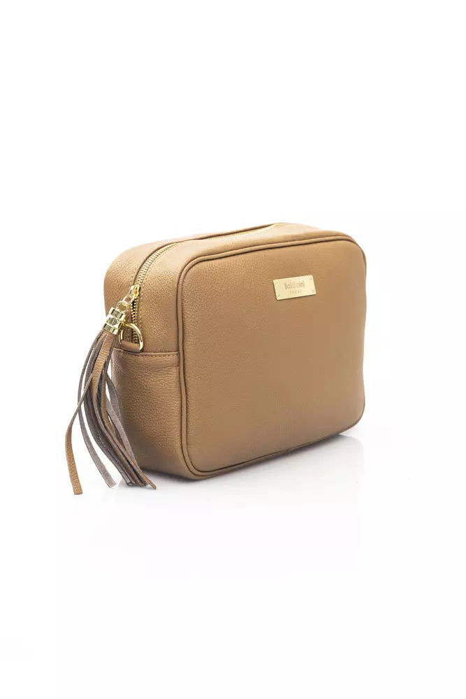 Baldinini Trend Beige Leather Women Shoulder Bag