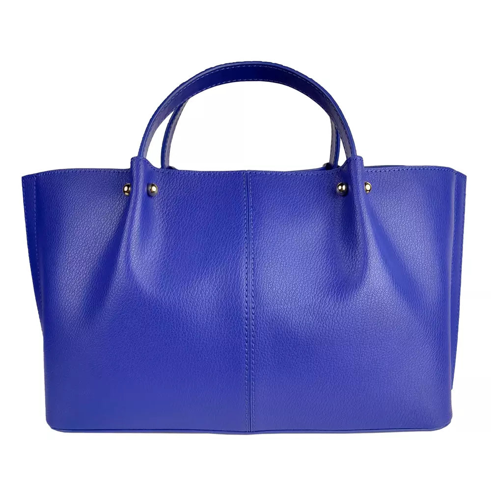 Baldinini Trend Chic Blue Calfskin Handbag with Python Print Detail