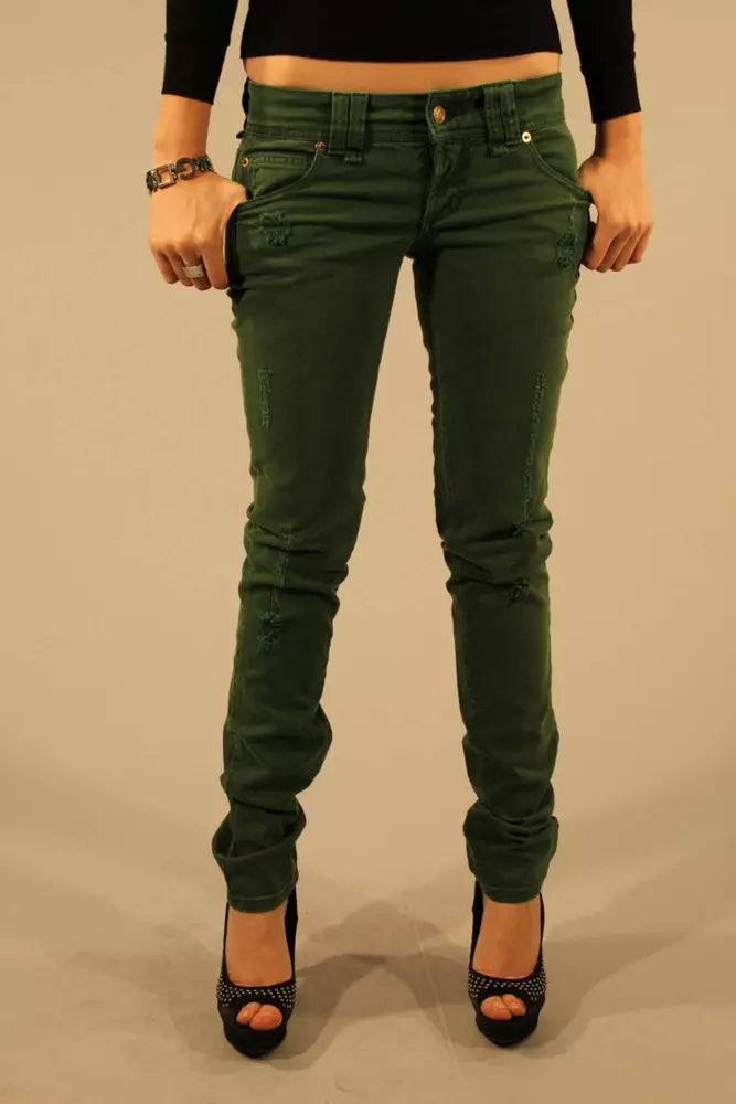 John Galliano Green Cotton Women Jean