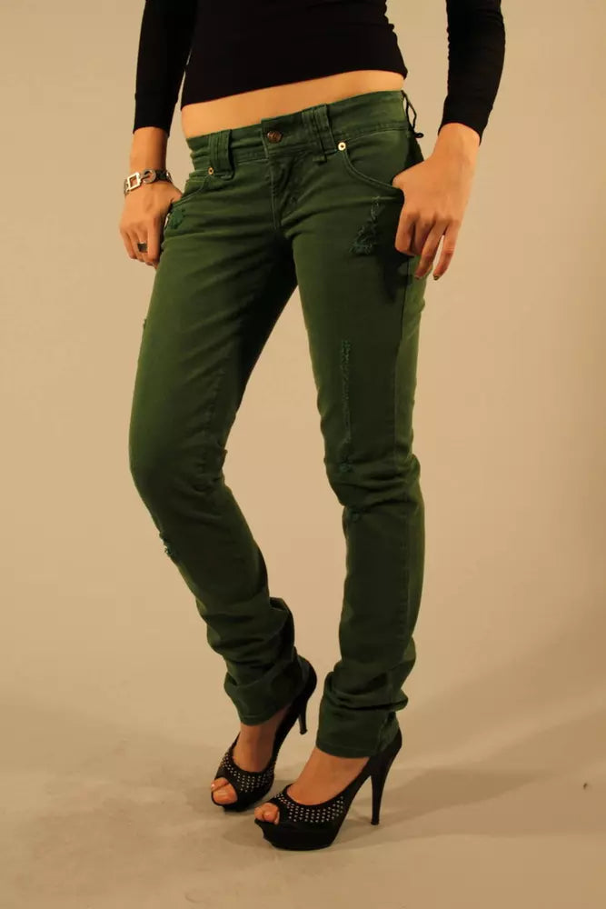 John Galliano Green Cotton Women Jean